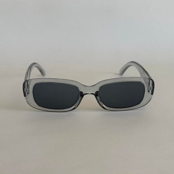 Y2K Grey Clear Square Sunglasses – Black Lenses, Unisex, UVA UVB, New - Picture 1 of 5
